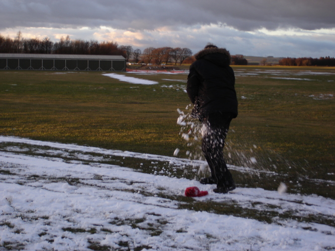 Chris Palmer being hit by a snowball