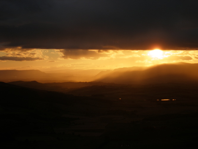 Sunset through rain