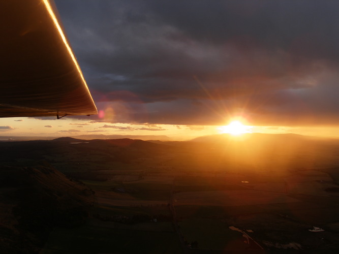 Sunset through rain