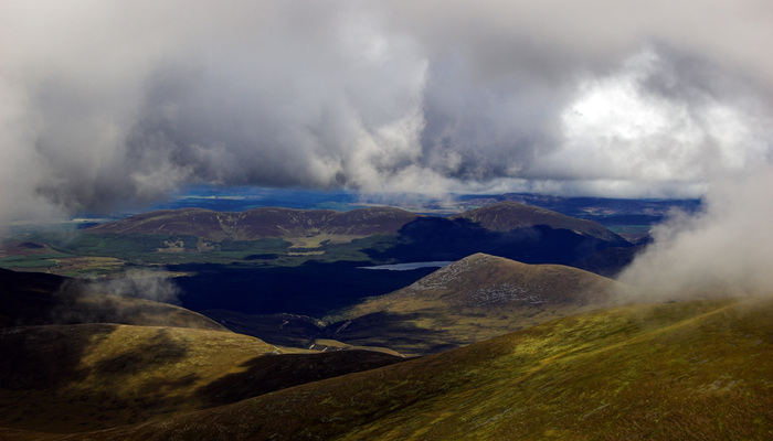 Glenmore and Loch Morlich through a hole in the cloud