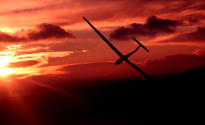 Glider at sunset