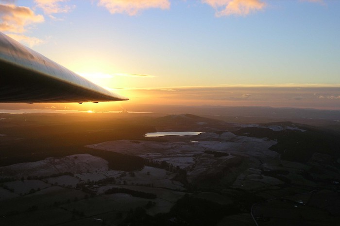 Snowy sunset