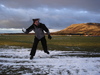 Martin launching a snowball