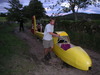 Pushing Snoopy's fuselage to the trailer