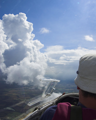 Climbing up the side of a cloud