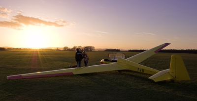 FVU after landing at sunset