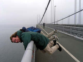 Andy, Evan and Martin on the Forth Road Bridge