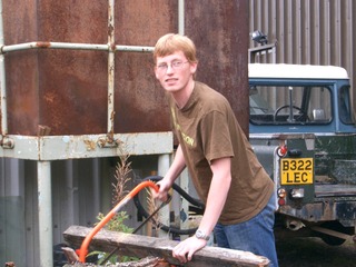 Bruce cutting firewood